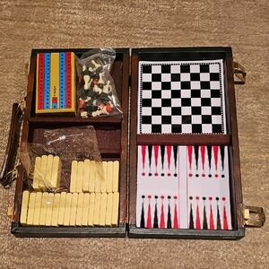 Classic Wooden Multi-Game Set with Chess, Checkers, and Backgammon